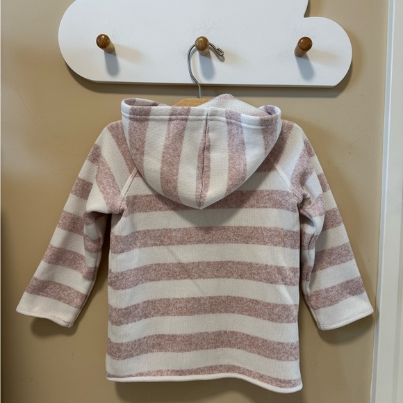 H&M Pink and White Striped Kids Warm Fleece Hoodie - Picture 3 of 3